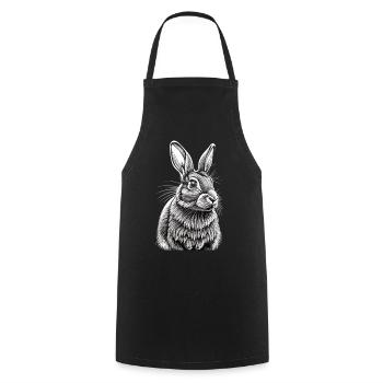 Portrait de lapin - Tablier de cuisine - noir - Devant - AI Model Male 185 dark (185cm)