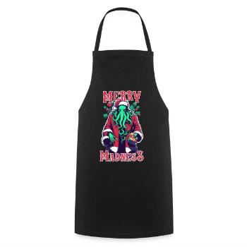 Joyeuse folie - Lovecraftian Cthulhu père Noël cadeau - Tablier de cuisine - noir - Devant - AI Model Male 185 dark (185cm)
