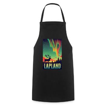 Reindeer and Northern Lights in Lapland Finland - Cooking Apron - black - Front - AI Model Male 185 dark (185cm)
