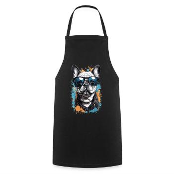 Cool Dog - Bouledogue français élégant - Tablier de cuisine - noir - Devant - AI Model Male 185 dark (185cm)