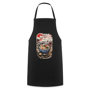 Retro Ramen Japan Ukiyo-E Style Noodle Soup Art - Cooking Apron - black - Front - AI Model Male 185 dark (185cm)