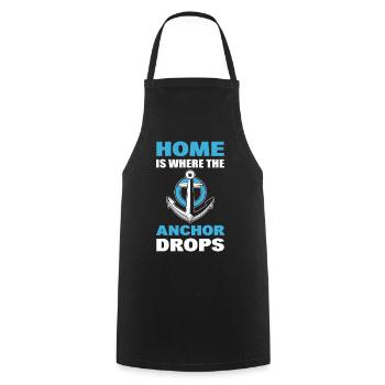 Home Is Where The Anchor Drops Bootskapitän - Kochschürze - Schwarz - Vorne - AI Model Male 185 dark (185cm)
