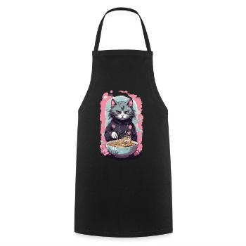 Anime Ramen Katze Japanische Nudelsuppen Kunst - Kochschürze - Schwarz - Vorne - AI Model Male 185 dark (185cm)