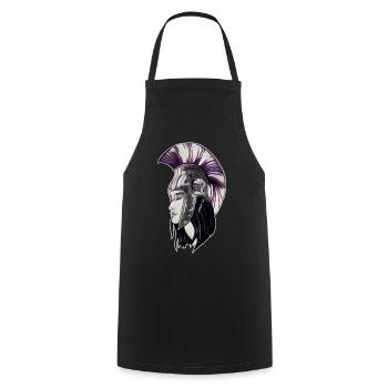Proud Warrior with Sparta Helmet - Cooking Apron - black - Front - AI Model Male 185 dark (185cm)