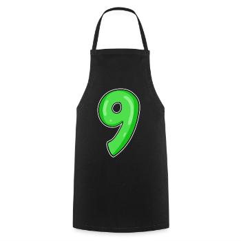 Number 9 - Nine - 9 Motif - Cooking Apron - black - Front - AI Model Male 185 dark (185cm)