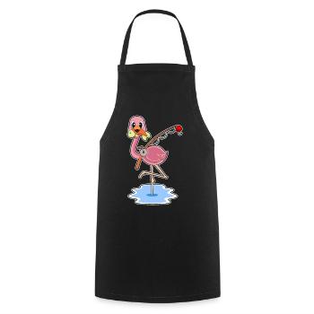 Flamingo Angler Fisch Angeln - Kochschürze - Schwarz - Vorne - AI Model Male 185 dark (185cm)