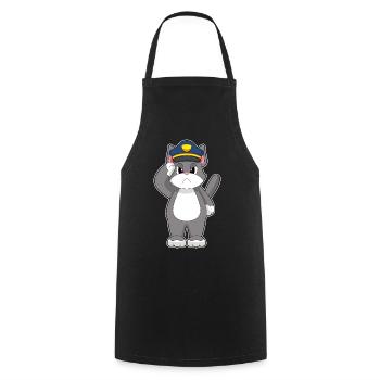 Cat, Policeman, Police - Cooking Apron - black - Front - AI Model Male 185 dark (185cm)