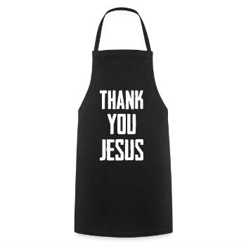 Thank You Jesus - Kochschürze - Schwarz - Vorne - AI Model Male 185 dark (185cm)