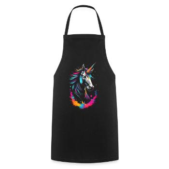 Colorful Neon Unicorn - Fantasy Dreamscape - Cooking Apron - black - Front - AI Model Male 185 dark (185cm)