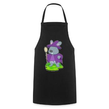 Bunny Witch Broom - Cooking Apron - black - Front - AI Model Male 185 dark (185cm)
