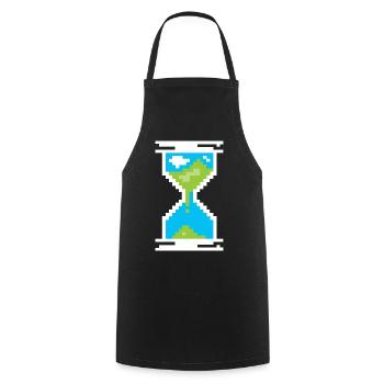 Pixel Hourglass Symbol - Landscape of the Earth - Cooking Apron - black - Front - AI Model Male 185 dark (185cm)