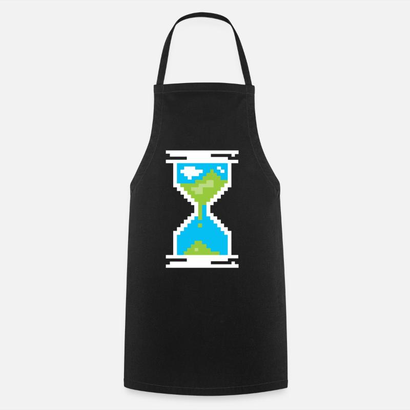 Pixel Sanduhr Symbol -Landschaft der Erde - Kochschürze - Schwarz