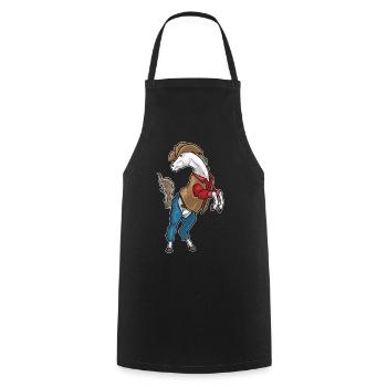 Cheval Cowboy Chapeau de Cowboy - Tablier de cuisine - noir - Devant - AI Model Male 185 dark (185cm)