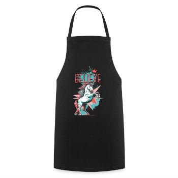 Licorne Foi Vintage Rétro Coloré Moderne Tendance - Tablier de cuisine - noir - Devant - AI Model Male 185 dark (185cm)