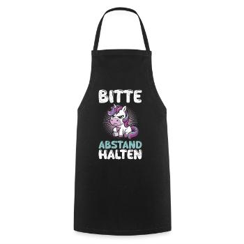 Mallorca PLEASE KEEP YOUR DISTANCE Anti Flirt Funny - Cooking Apron - black - Front - AI Model Male 185 dark (185cm)