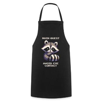 Main Quest: Avoid Eye Contact | Introversion - Cooking Apron - black - Front - AI Model Male 185 dark (185cm)
