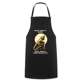 Main Quest: Suns | Iguana Reptile Humor - Cooking Apron - black - Front - AI Model Male 185 dark (185cm)