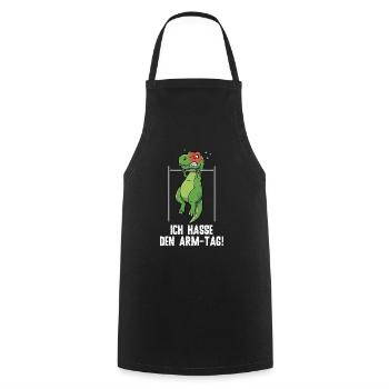 T-Rex Dinosaur Fitness Humor - Biceps Day - Cooking Apron - black - Front - AI Model Male 185 dark (185cm)