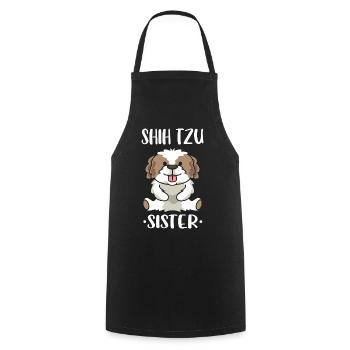 Shih Tzu Sister Cute Dog Owner Pet Lover Art - Cooking Apron - black - Front - AI Model Male 185 dark (185cm)