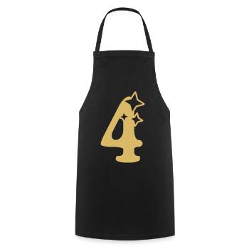 Étoile du 4e anniversaire - Tablier de cuisine - noir - Devant - AI Model Male 185 dark (185cm)