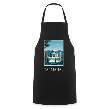 Taj Mahal Moonlit Garden Indian Travel - Cooking Apron - black - Front - AI Model Male 185 dark (185cm)