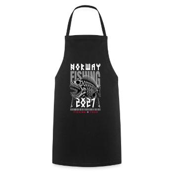 Voyage de pêche en Norvège 2027 - Tablier de cuisine - noir - Devant - AI Model Male 185 dark (185cm)