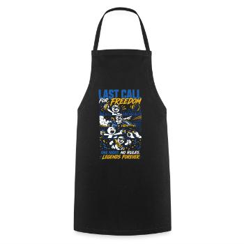 Last Call For Freedom Bachelor Party - Cooking Apron - black - Front - AI Model Male 185 dark (185cm)