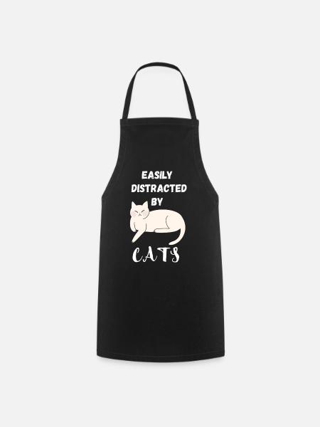 Easily distracted by Cats - Cooking Apron - black