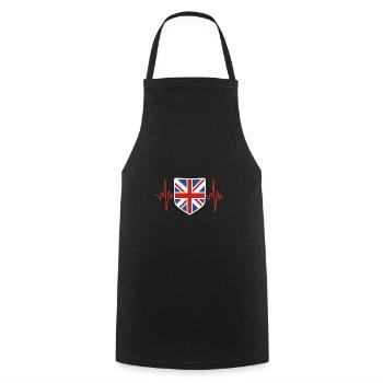 Battement de cœur en Angleterre - Tablier de cuisine - noir - Devant - AI Model Male 185 dark (185cm)