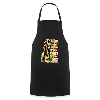 Rastaman jah rastafari - Tablier de cuisine - noir - Devant - AI Model Male 185 dark (185cm)