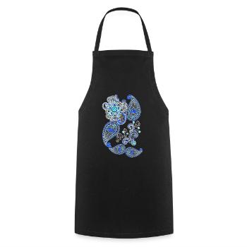 Mandala henna geometrisch blau weiss - Kochschürze - Schwarz - Vorne - AI Model Male 185 dark (185cm)