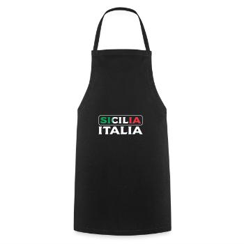 Italy Sicily - Cooking Apron - black - Front - AI Model Male 185 dark (185cm)