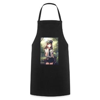 Anime Mädchen Katze Uniform Geschenk - Kochschürze - Schwarz - Vorne - AI Model Male 185 dark (185cm)