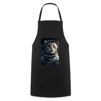 Cat Astronaut Gift - Cooking Apron - black - Front - AI Model Male 185 dark (185cm)