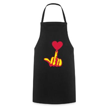 fuck love coeur heart aime amour doigt - Tablier de cuisine - noir - Devant - AI Model Male 185 dark (185cm)