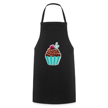 Cupcake - Muffin - Donut - Eis - Schokolade - DD - Kochschürze - Schwarz - Vorne - AI Model Male 185 dark (185cm)