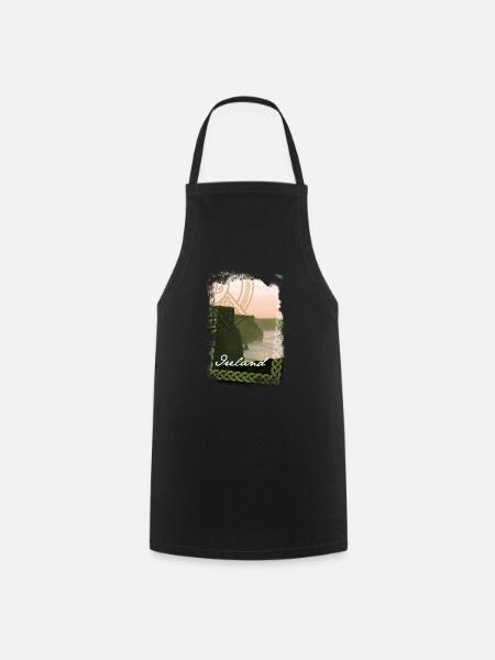 Irland T Shirt Design Steilküste - Kochschürze - Schwarz