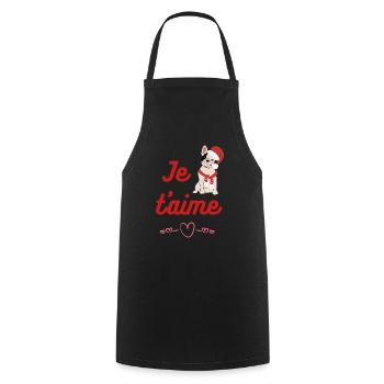 Je t'aime - French Quote - I Love You - Cooking Apron - black - Front - AI Model Male 185 dark (185cm)