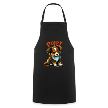 Puppy 1 Hundewelpe - Kochschürze - Schwarz - Vorne - AI Model Male 185 dark (185cm)