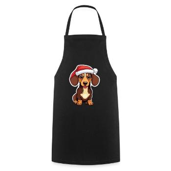 Dachshund with Christmas - Cooking Apron - black - Front - AI Model Male 185 dark (185cm)