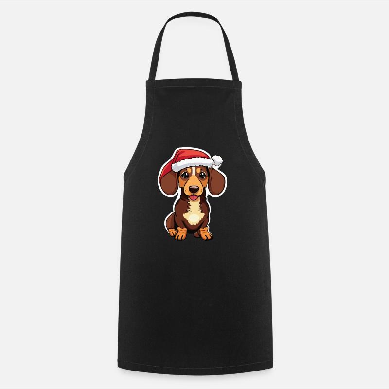 Teckel avec Noël - Tablier de cuisine - noir