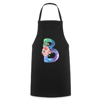 Lettre b watercolor - Tablier de cuisine - noir - Devant - AI Model Male 185 dark (185cm)