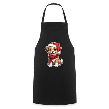 chien avec bonnet de noel - Tablier de cuisine - noir - Devant - AI Model Male 185 dark (185cm)