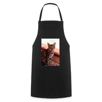 chat, chaton - Tablier de cuisine - noir - Devant - AI Model Male 185 dark (185cm)