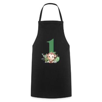 1st Birthday Monkey Safari - Cooking Apron - black - Front - AI Model Male 185 dark (185cm)