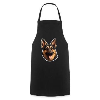 German Shepherd Head - Cooking Apron - black - Front - AI Model Male 185 dark (185cm)
