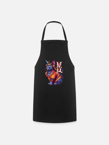 Samurai-Katze - Ninja-Kätzchen - Kochschürze - Schwarz