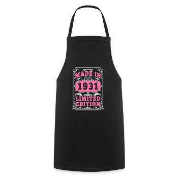 Vintage Né(e) en 1931 made in 1931 94 ans. Art_20 - Tablier de cuisine - noir - Devant - AI Model Male 185 dark (185cm)