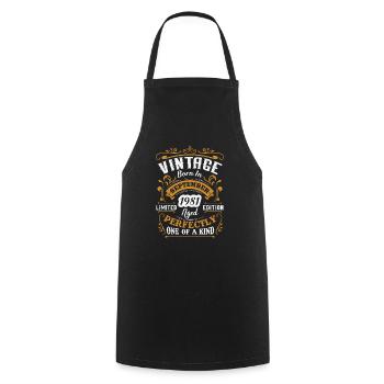 Vintage birthday gift born in September 1981 - Cooking Apron - black - Front - AI Model Male 185 dark (185cm)