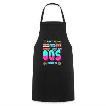 80s Party Vibes - Retro Design with Cassette Tapes - Cooking Apron - black - Front - AI Model Male 185 dark (185cm)